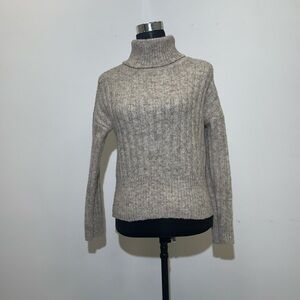 William Rast Ribbed Turtleneck Sweater XS Neutral Knit